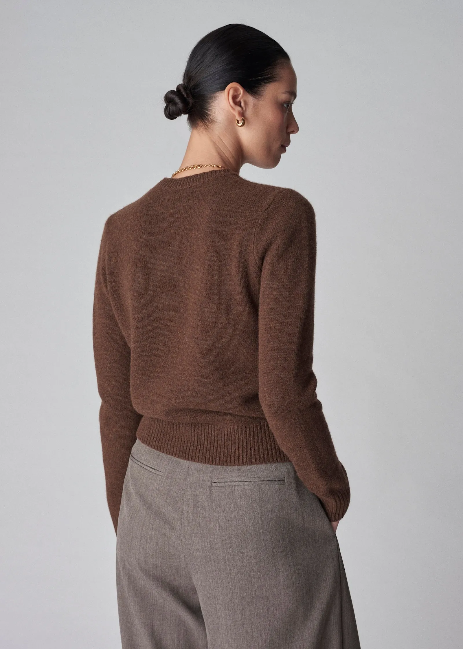 Long Sleeve Crew  in Cashmere - Brown