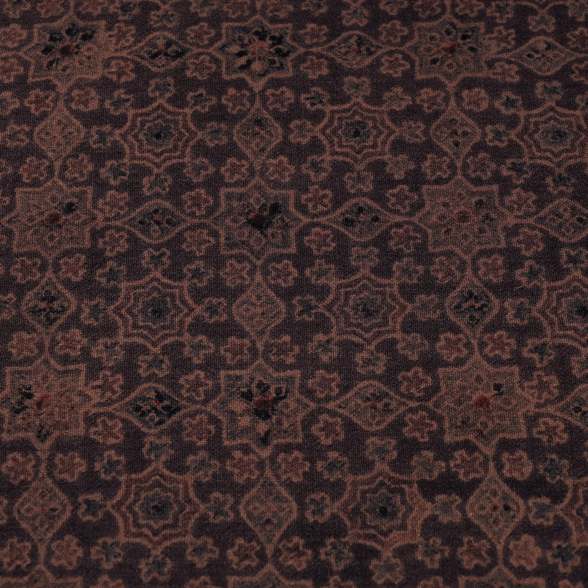 Maroon - Faded Brown Pure Wool Handloom Ajrakh Hand Block Printed Fabric