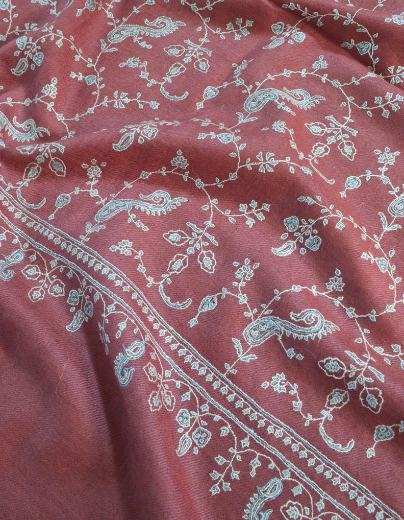 Maroon Pashmina Shawl With Sozni Work 5565