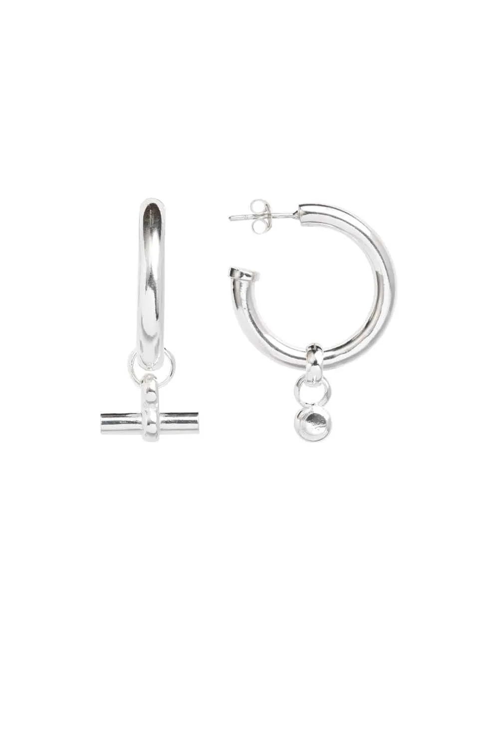 Medium Silver T Bar Earrings