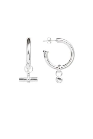 Medium Silver T Bar Earrings