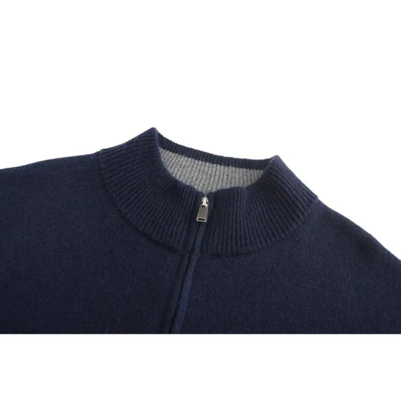 Men's Mock Neck Wool Blend Knitted Cardigan