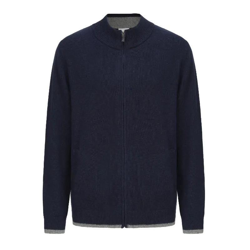Men's Mock Neck Wool Blend Knitted Cardigan