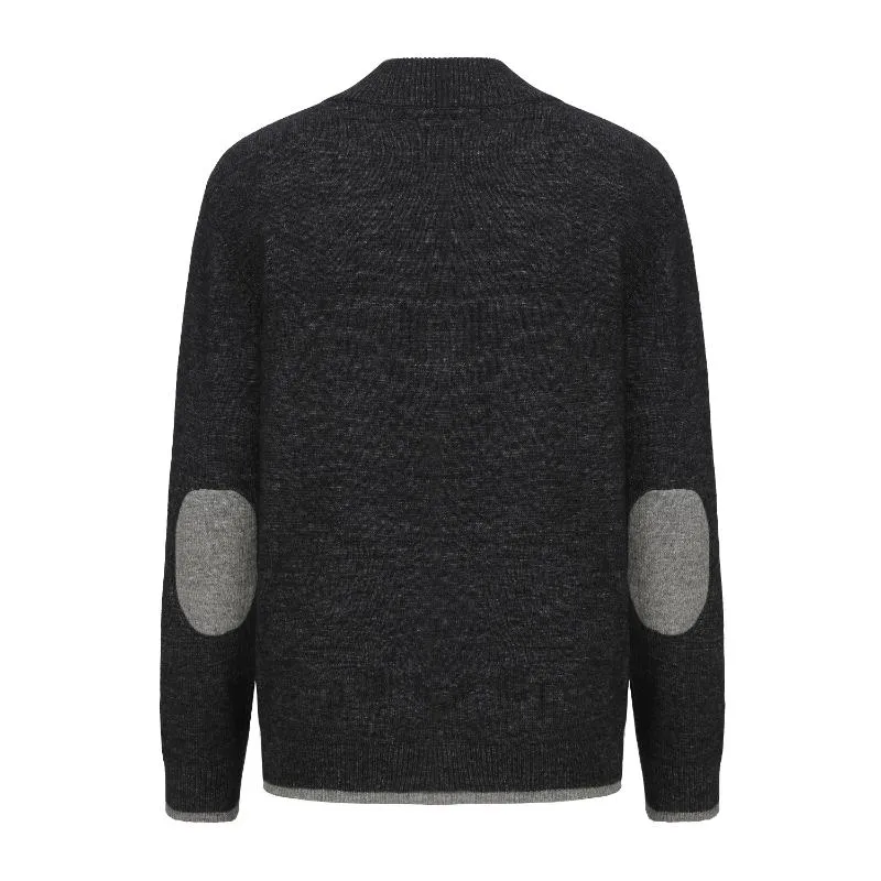 Men's Mock Neck Wool Blend Knitted Cardigan