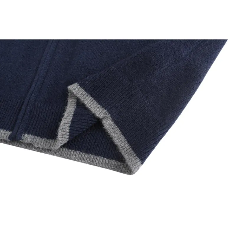 Men's Mock Neck Wool Blend Knitted Cardigan