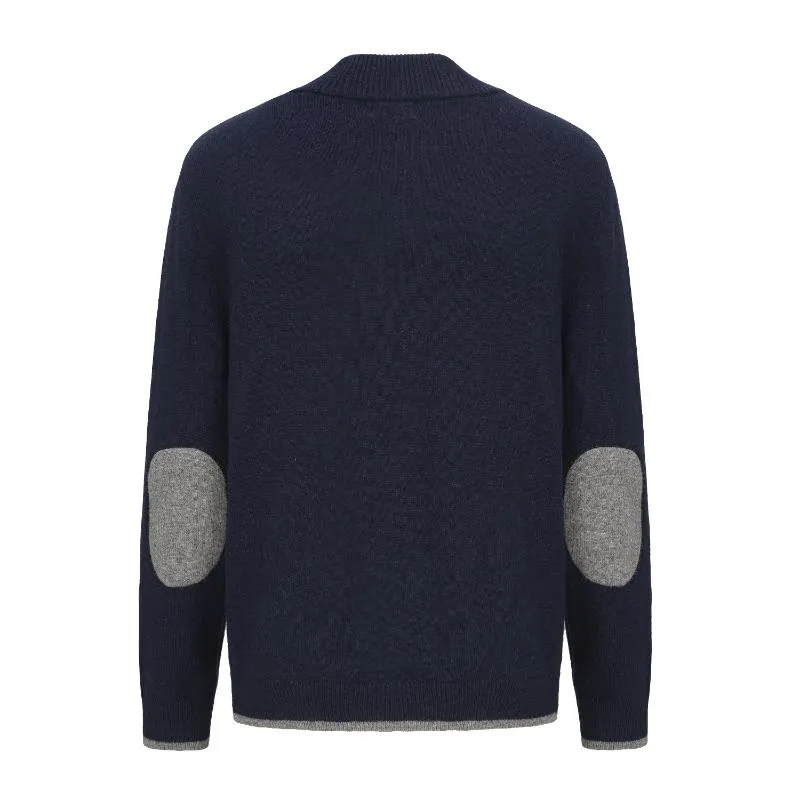 Men's Mock Neck Wool Blend Knitted Cardigan