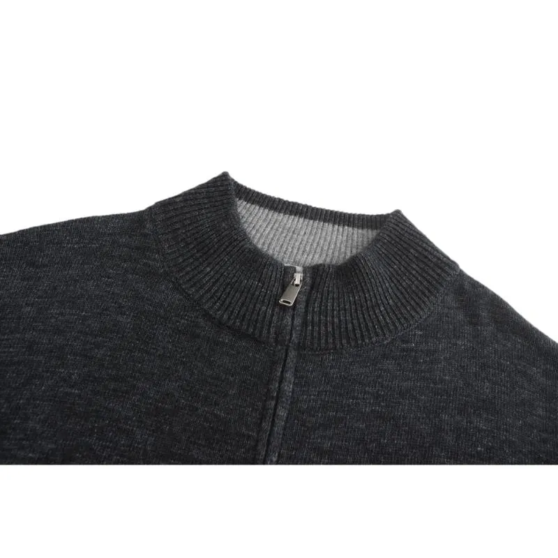 Men's Mock Neck Wool Blend Knitted Cardigan