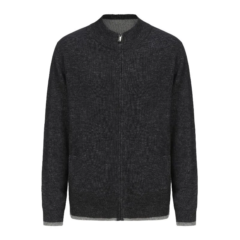 Men's Mock Neck Wool Blend Knitted Cardigan