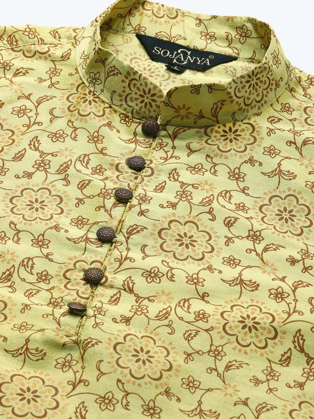 Men's Silk Blend Pista Green Kurta & Off White Churidar Pyjama Set - Sojanya