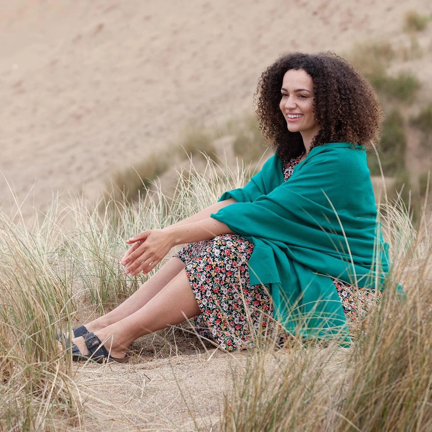 Merino Wool Shawl Emerald