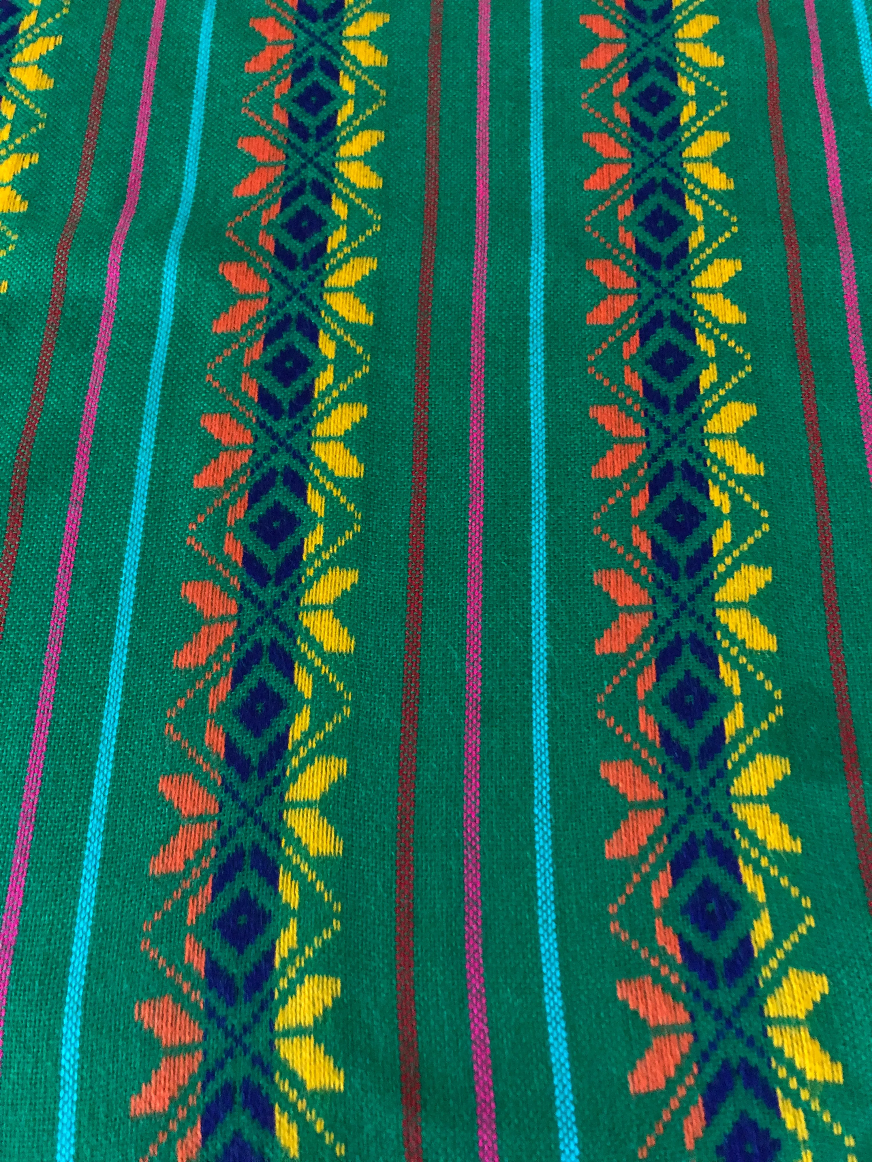 Mexican Fabric Table Runner - star green