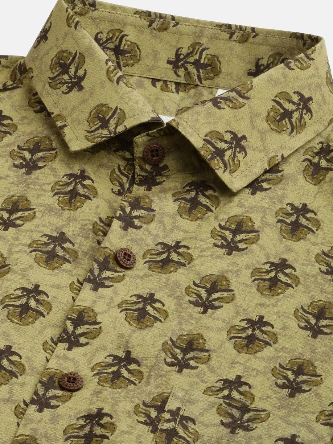 Millennial Men Olive Green  & Green Cotton  Half Sleeve Shirt for Men-MMH0166