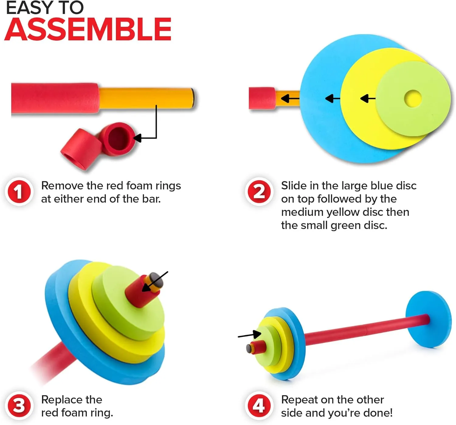 Modern Innovations Kids Barbell Weight Set, Toy Workout Equipment, Kid Weights for Exercise, Toddler Fun & Fitness (Colorful)
