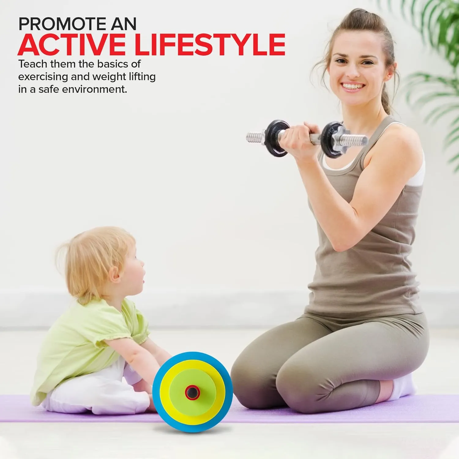 Modern Innovations Kids Barbell Weight Set, Toy Workout Equipment, Kid Weights for Exercise, Toddler Fun & Fitness (Colorful)