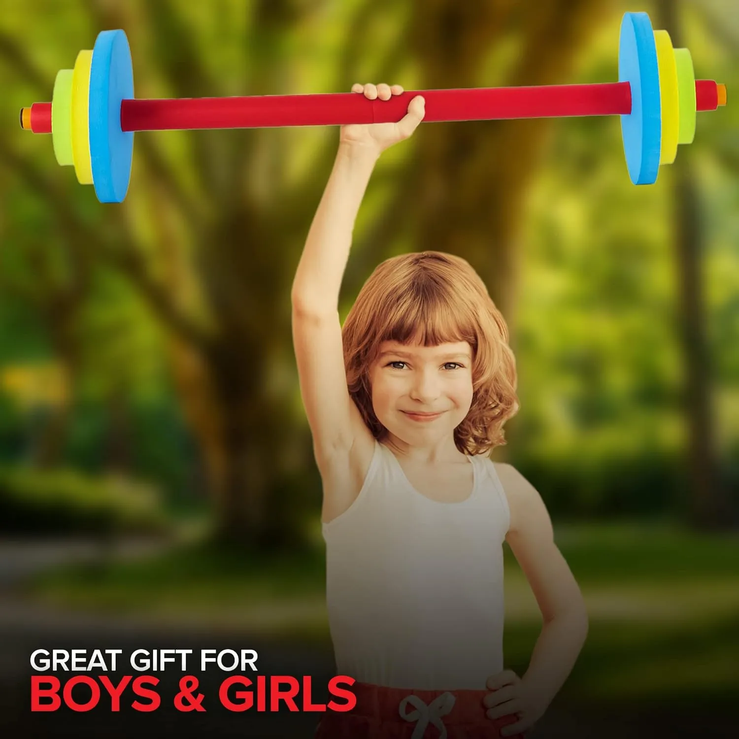 Modern Innovations Kids Barbell Weight Set, Toy Workout Equipment, Kid Weights for Exercise, Toddler Fun & Fitness (Colorful)