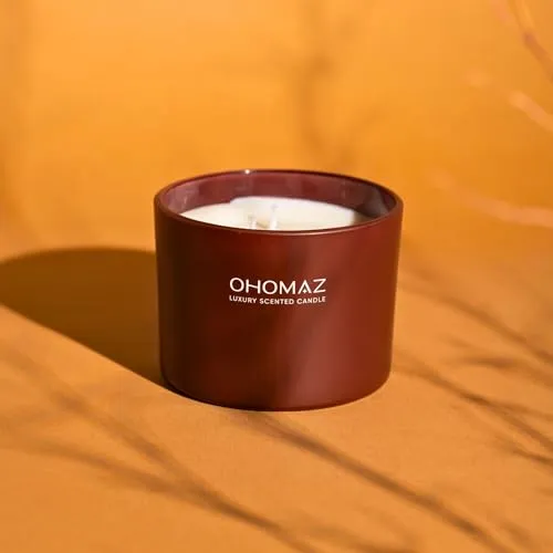 OHOMAZ Sunset Serenade Scented Candle | Red, Matte | 650 gram | Dual Wicks | Reading by Candlelight, Evening Relaxation | Berry Blast   Lavender Mist | Premium Soy Wax | Burn upto 45 Hrs | Pack of 1