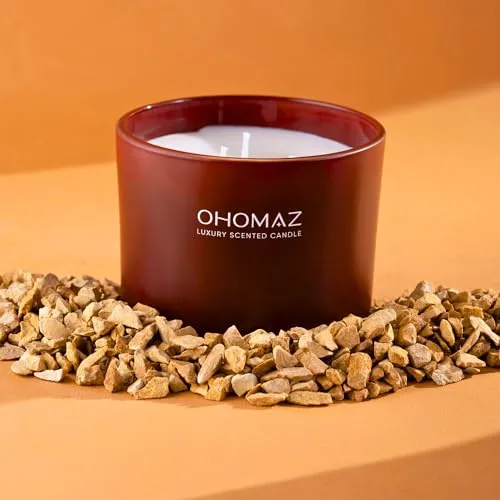 OHOMAZ Sunset Serenade Scented Candle | Red, Matte | 650 gram | Dual Wicks | Reading by Candlelight, Evening Relaxation | Berry Blast   Lavender Mist | Premium Soy Wax | Burn upto 45 Hrs | Pack of 1