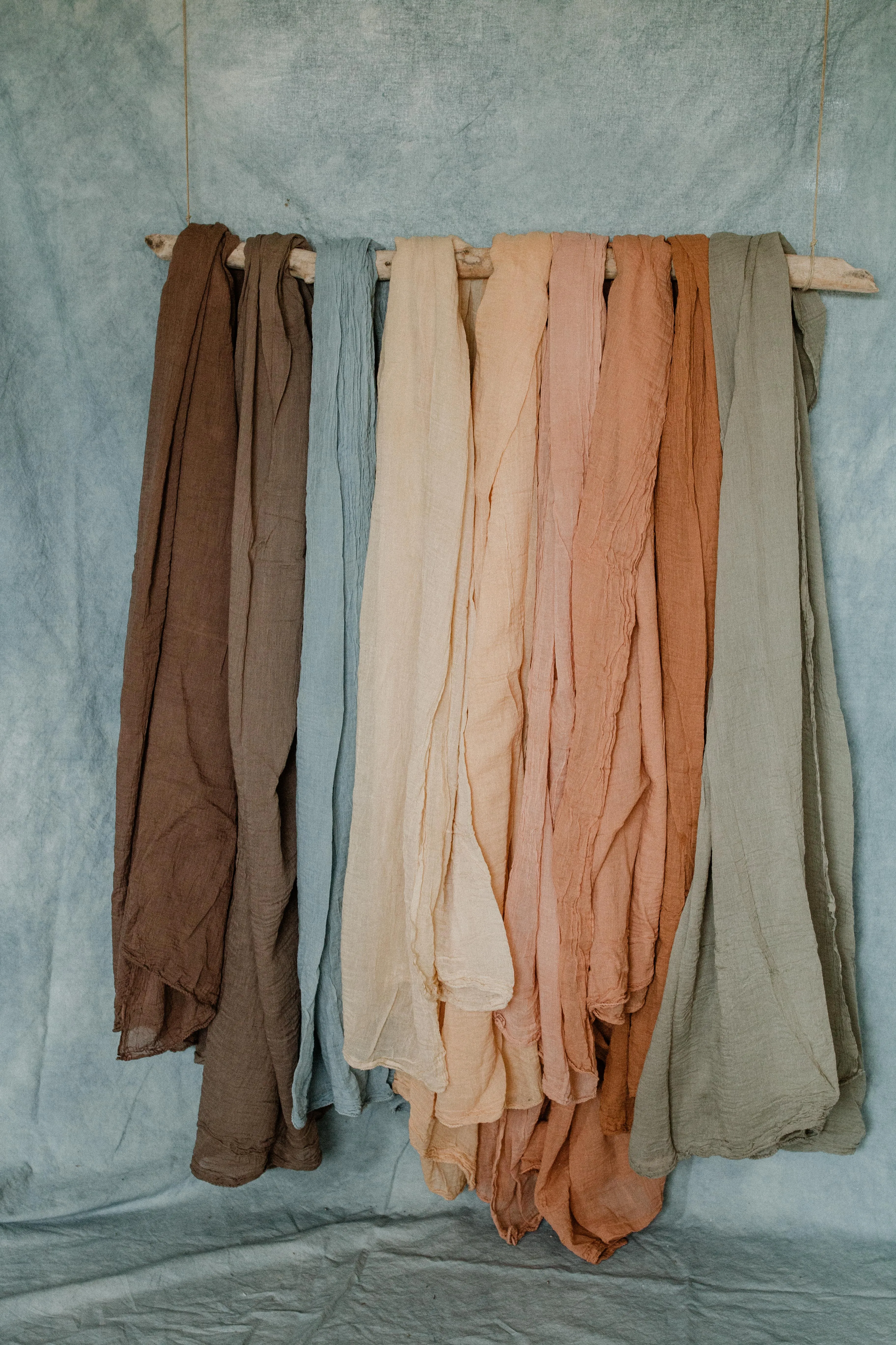 Plant dyed Organic Cotton shawl Minimal gender neutral scarves