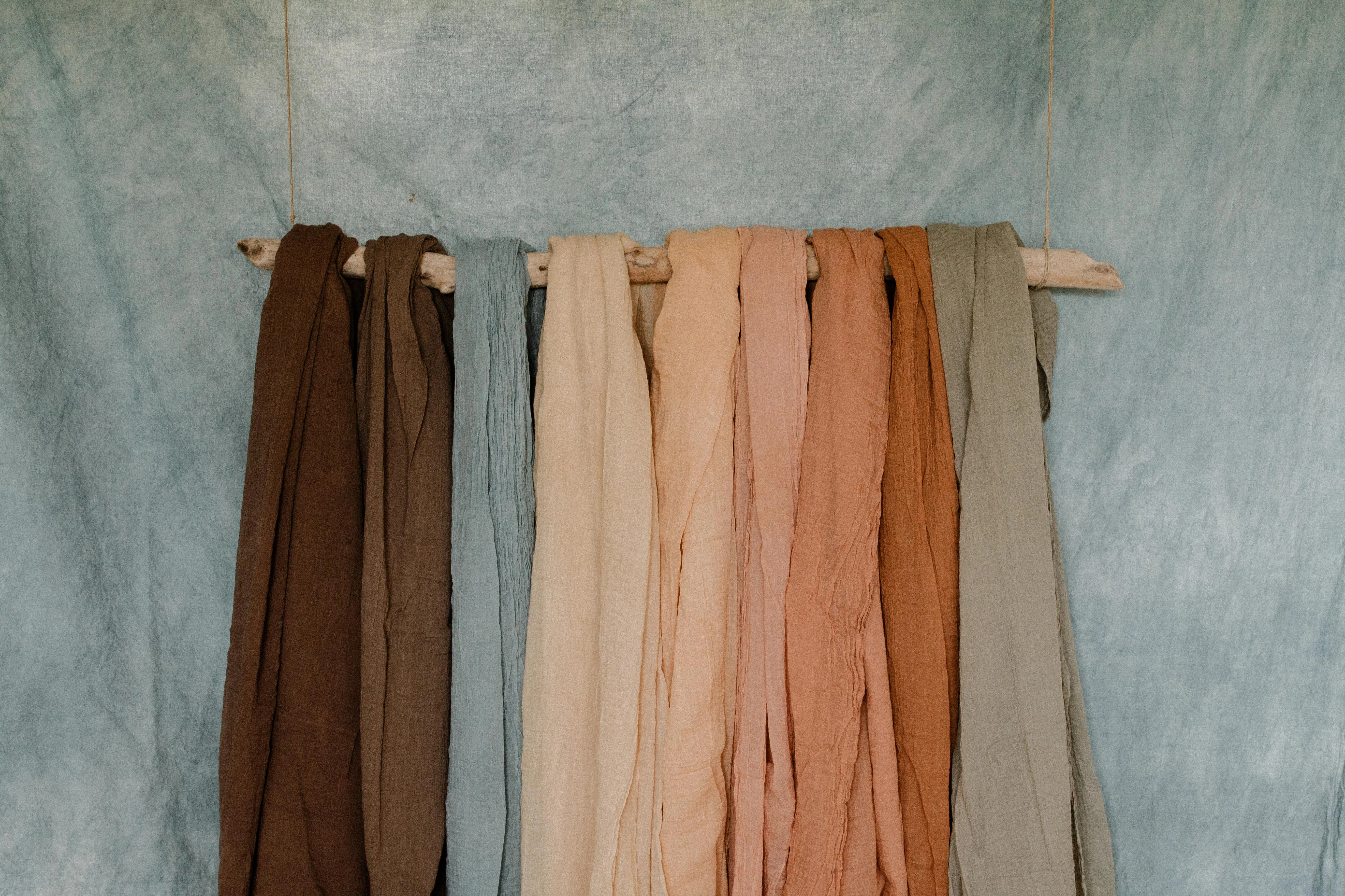 Plant dyed Organic Cotton shawl Minimal gender neutral scarves