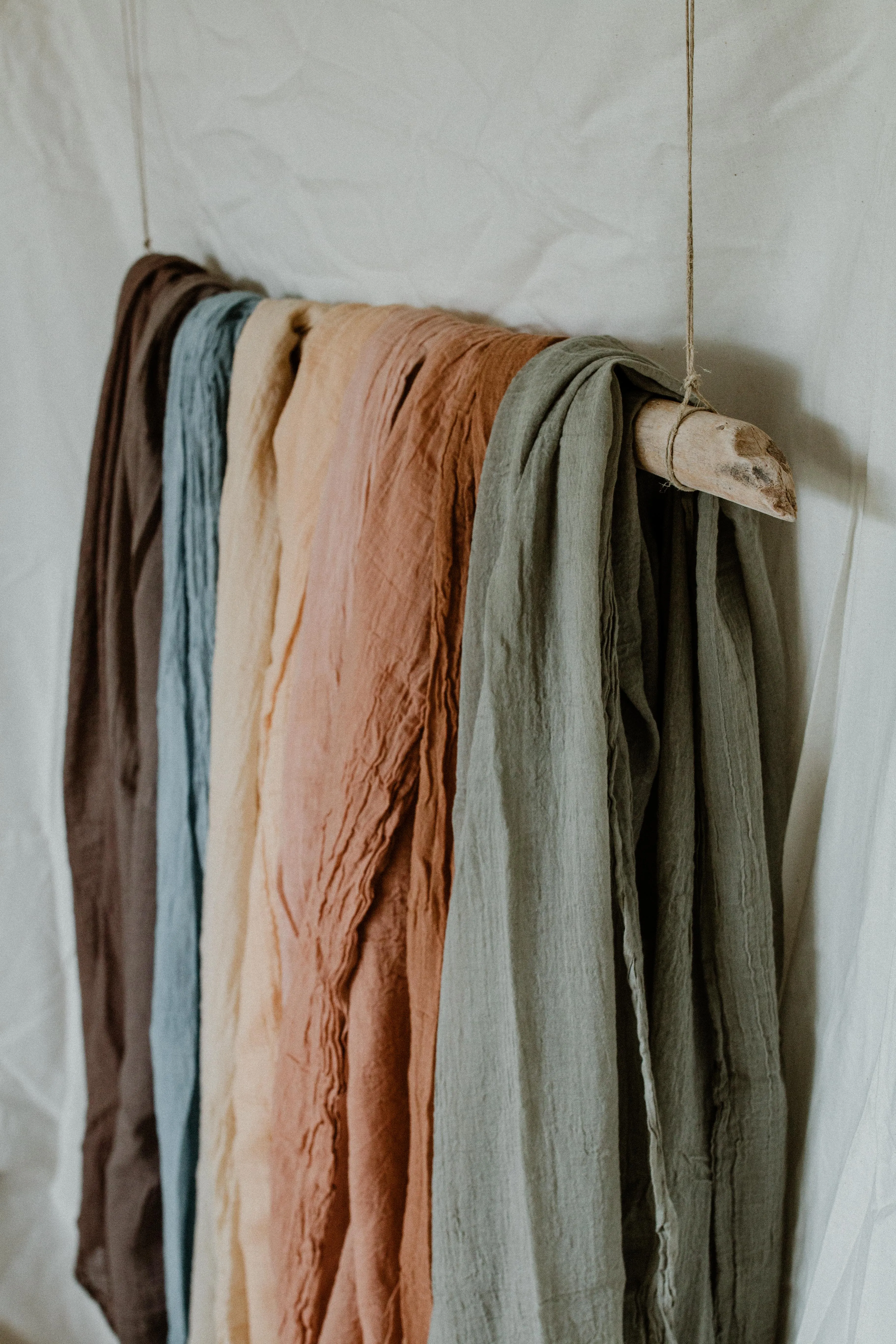 Plant dyed Organic Cotton shawl Minimal gender neutral scarves