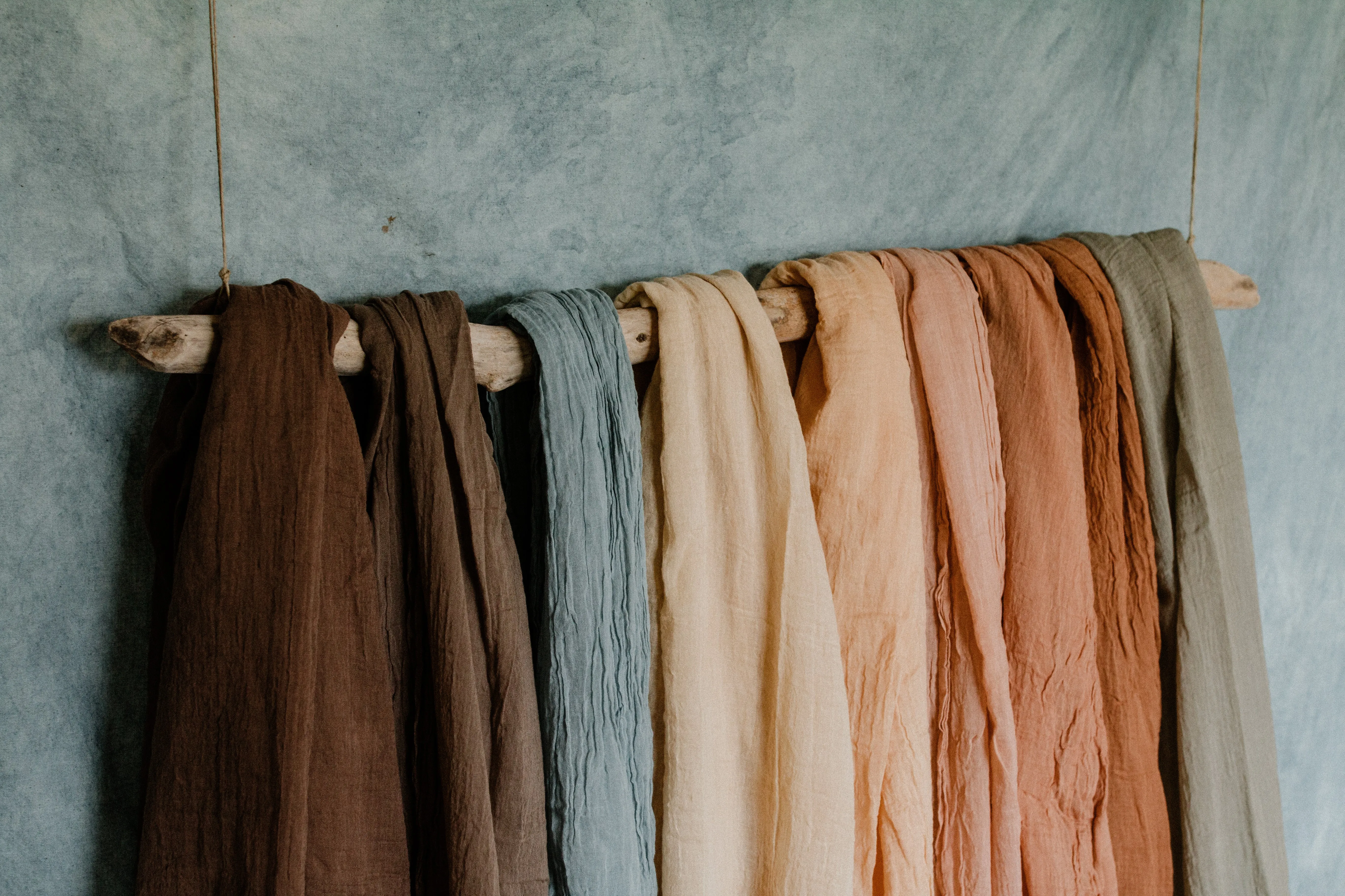 Plant dyed Organic Cotton shawl Minimal gender neutral scarves