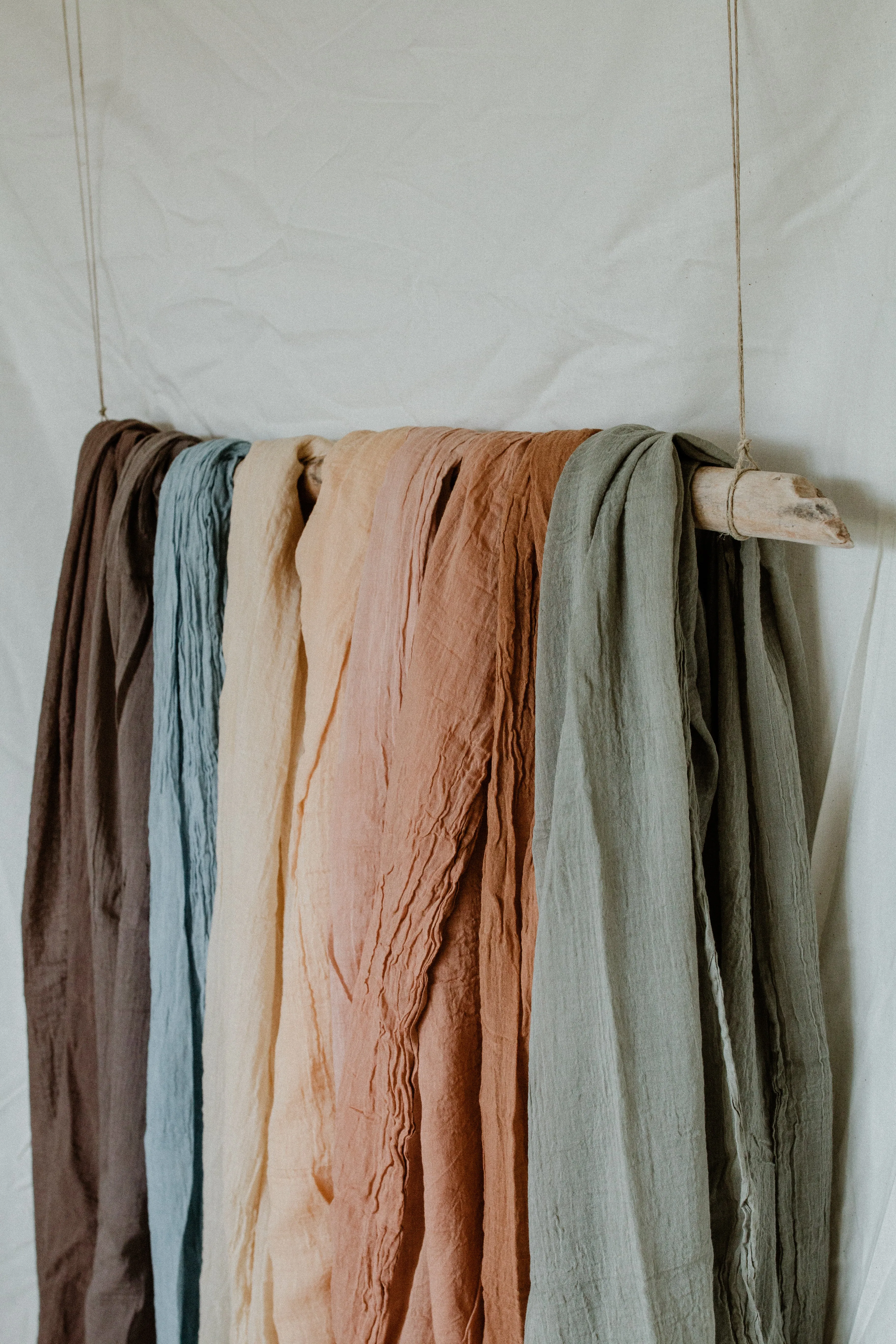 Plant dyed Organic Cotton shawl Minimal gender neutral scarves