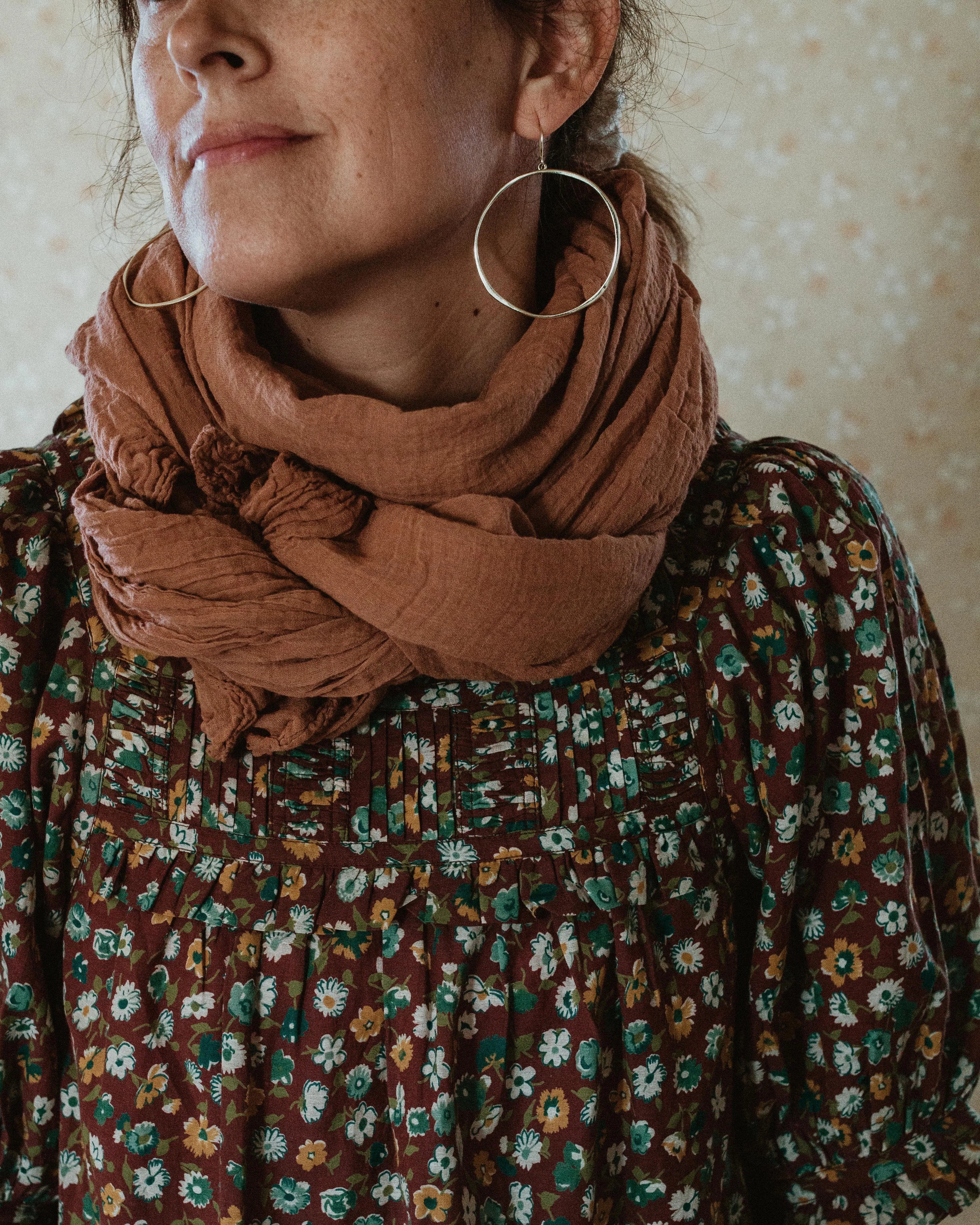 Plant dyed Organic Cotton shawl Minimal gender neutral scarves
