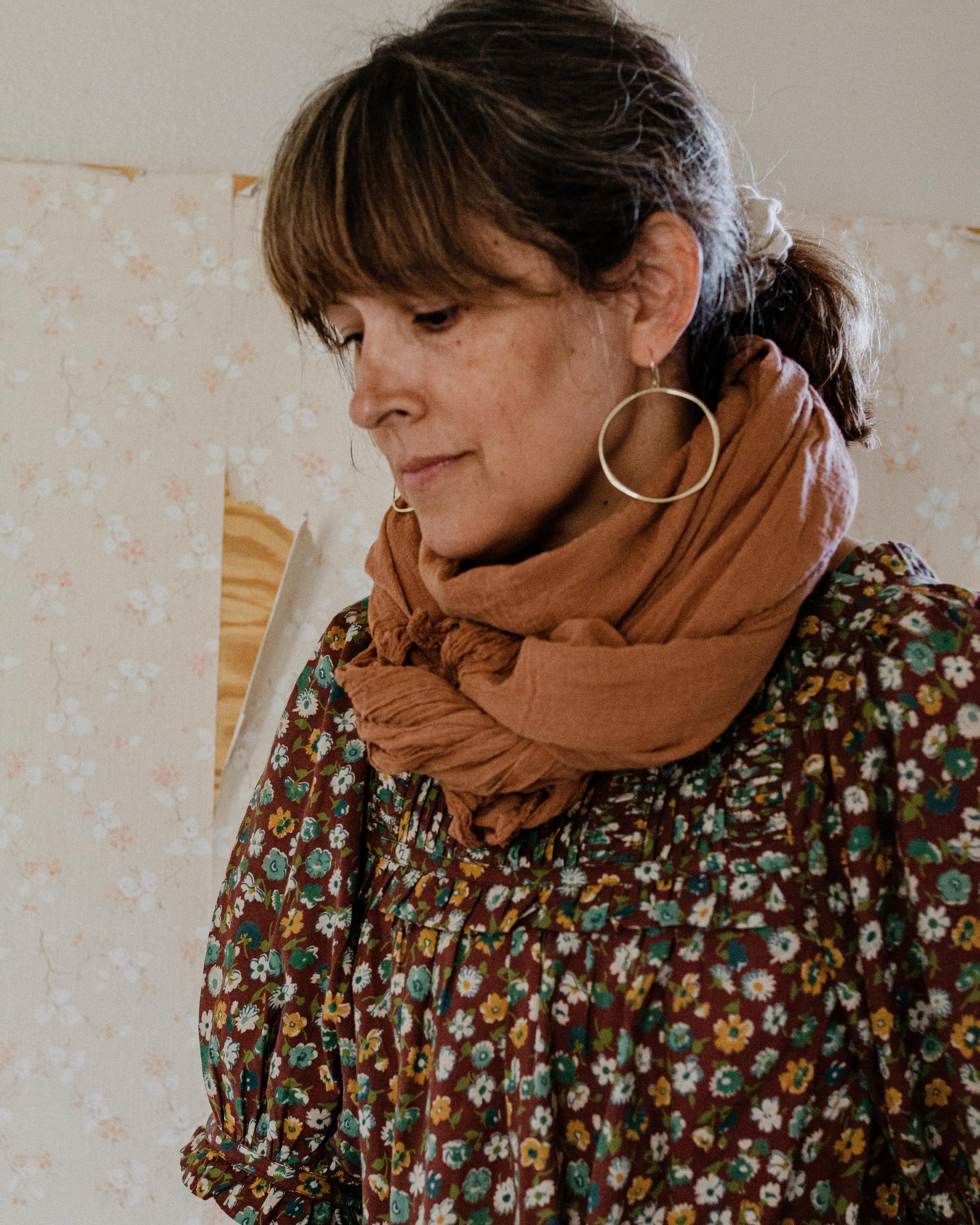 Plant dyed Organic Cotton shawl Minimal gender neutral scarves