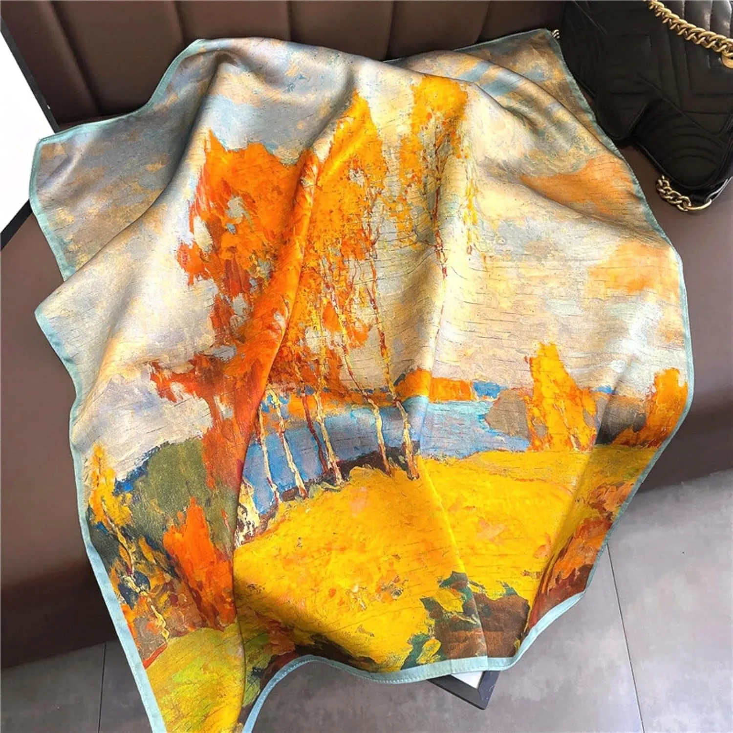 PoeticEHome 100% Pure Mulberry Silk Square Scarf 26"x26" Women Neckerchief Headscarf Gift Packed