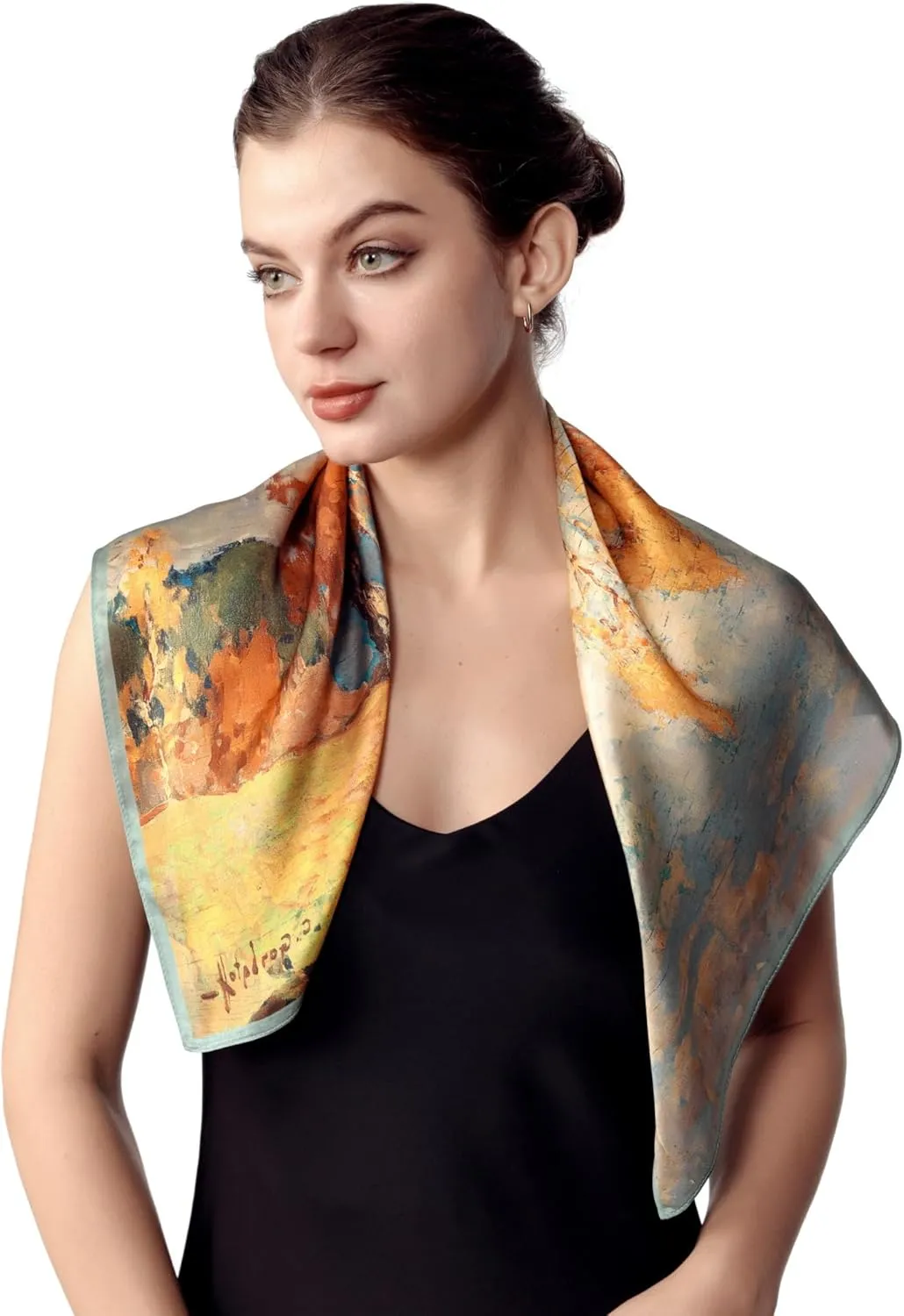 PoeticEHome 100% Pure Mulberry Silk Square Scarf 26"x26" Women Neckerchief Headscarf Gift Packed
