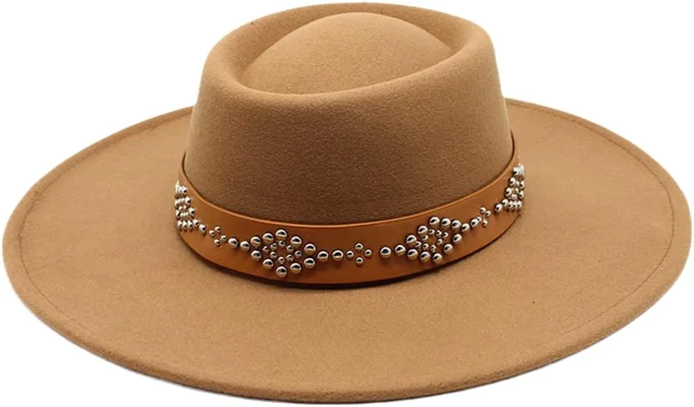 Pulcykp Women's Tweed Sombrero Felt Hat Jazz Hat Sombrero Khaki 56-58cm