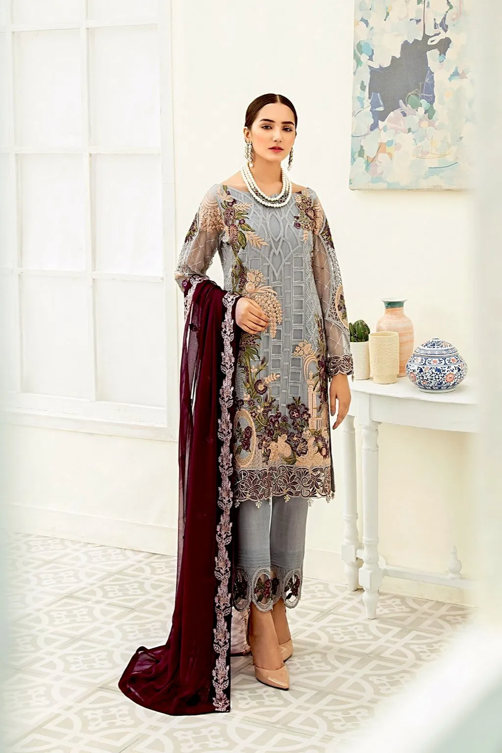 Ramsha Chevron Chiffon Collection 2020 – F-1909