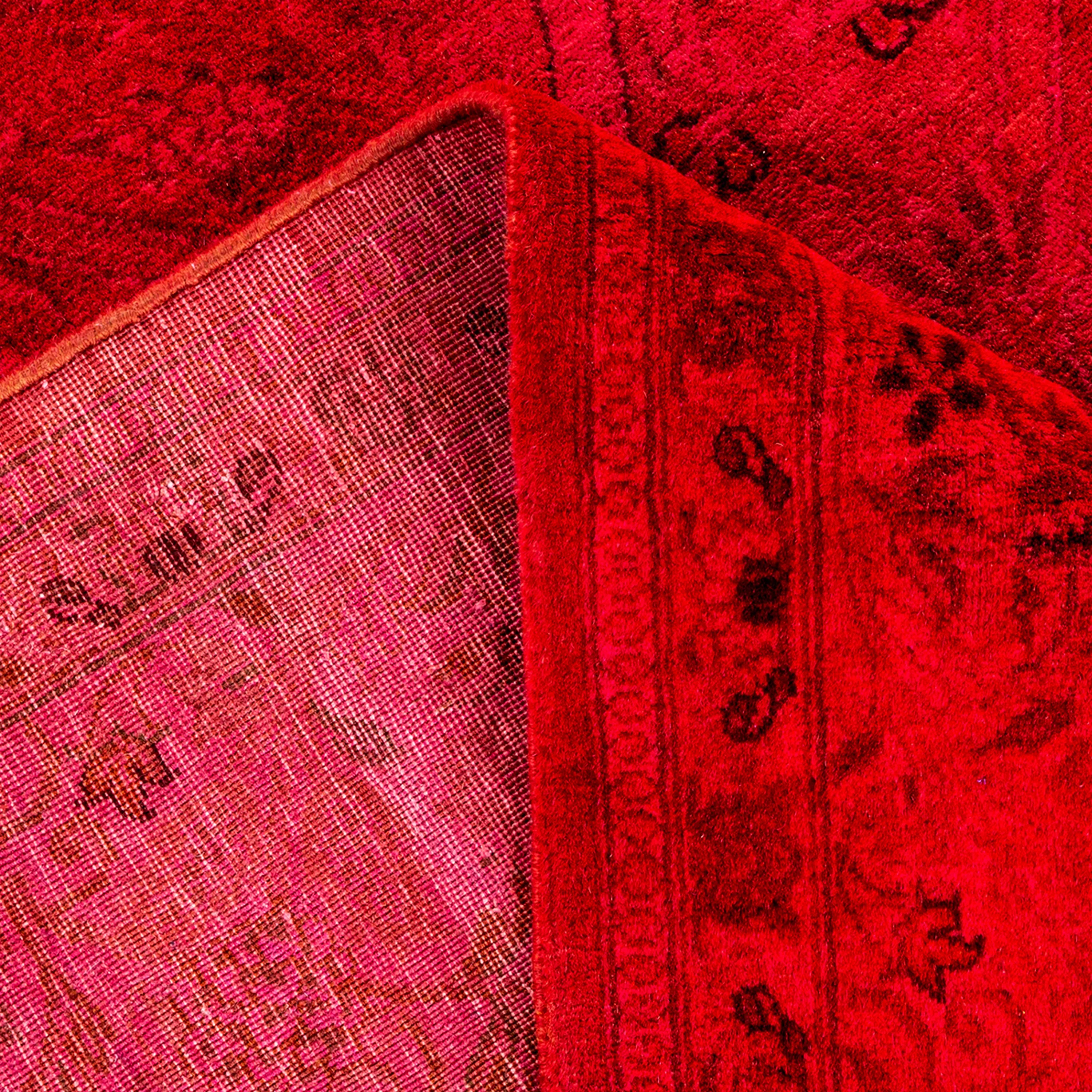 Red Overdyed Wool Rug - 6' 2" x 9' 2"