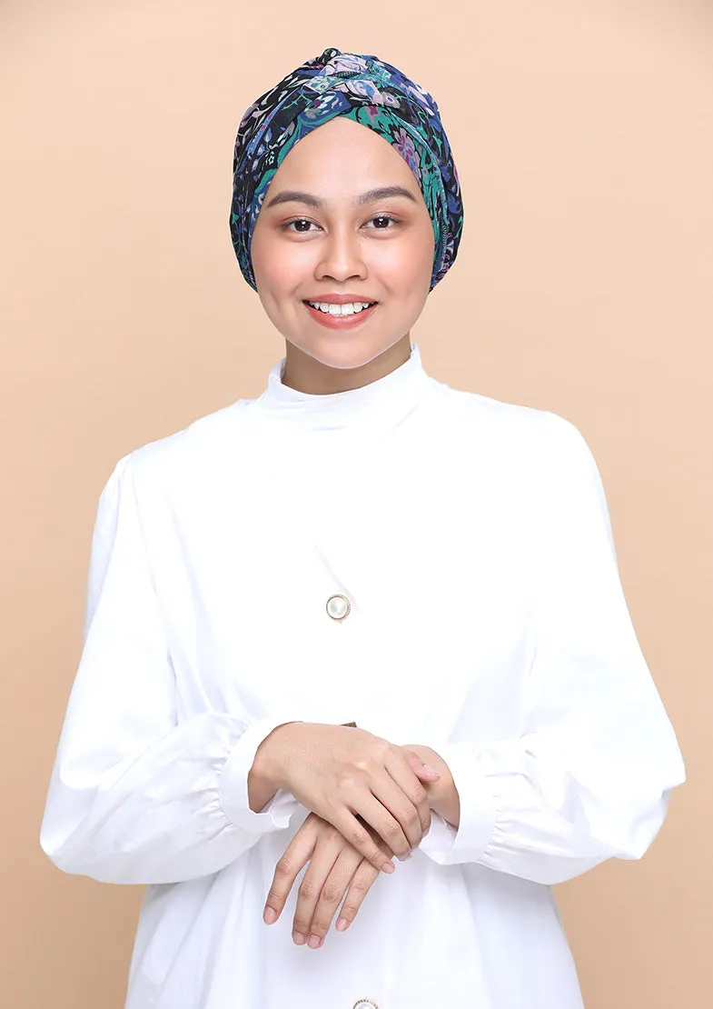 Shahrayar Blue- Cap Shawl- Mosaic Chiffon