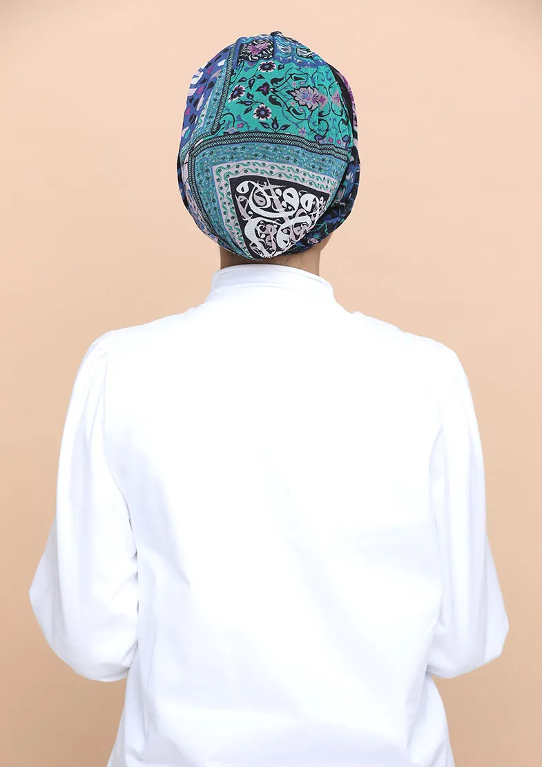 Shahrayar Blue- Cap Shawl- Mosaic Chiffon