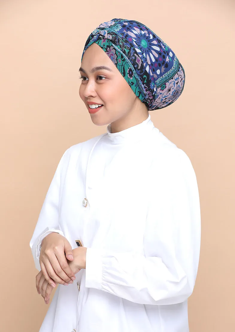 Shahrayar Blue- Cap Shawl- Mosaic Chiffon