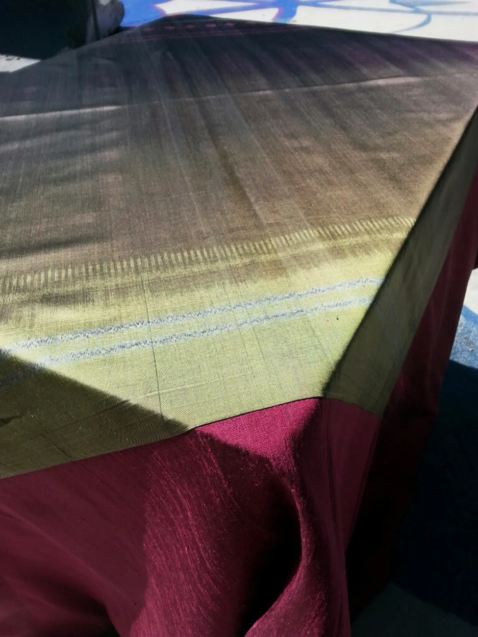 Silk Ikat Table Topper Cranberry Black