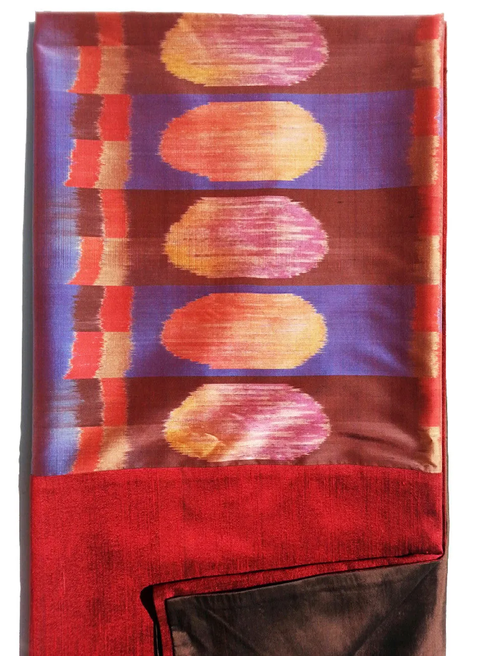 Silk Ikat Table Topper Cranberry Black