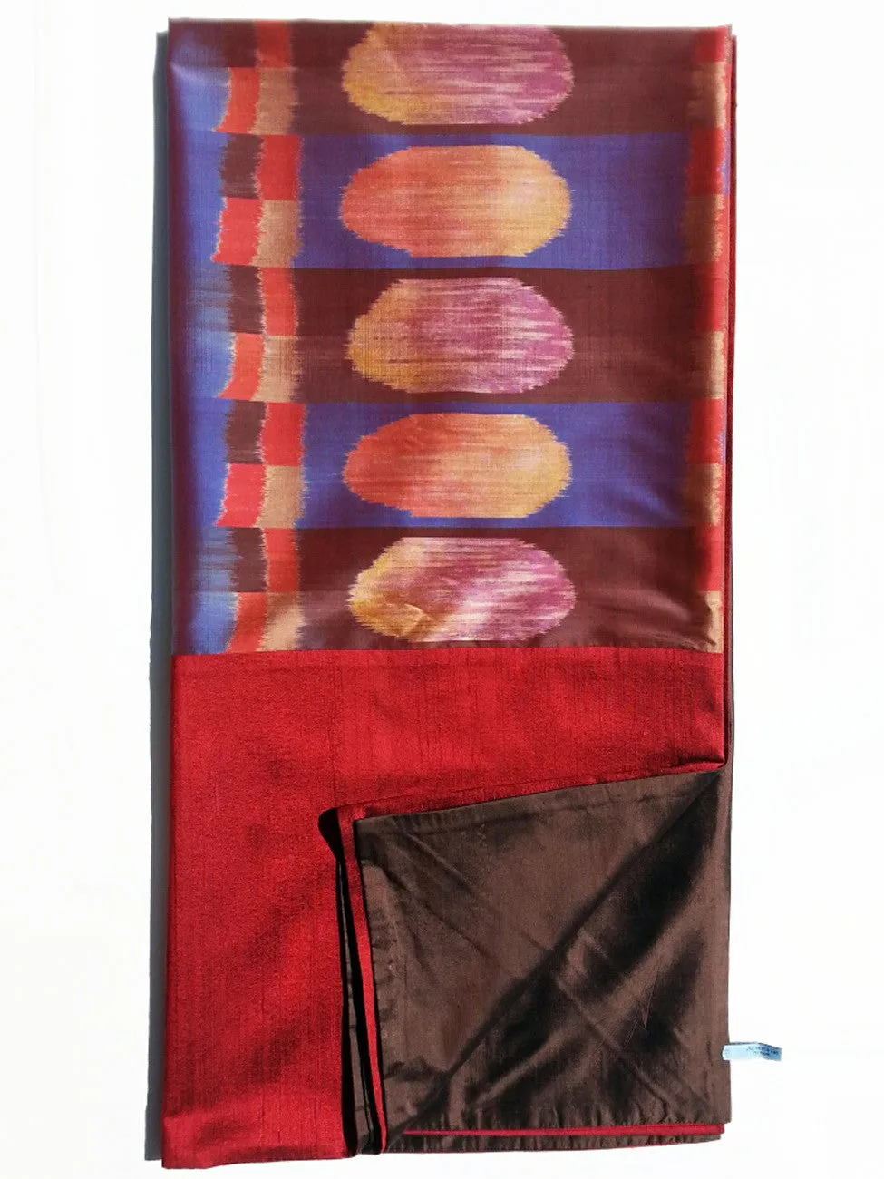 Silk Ikat Table Topper Cranberry Black