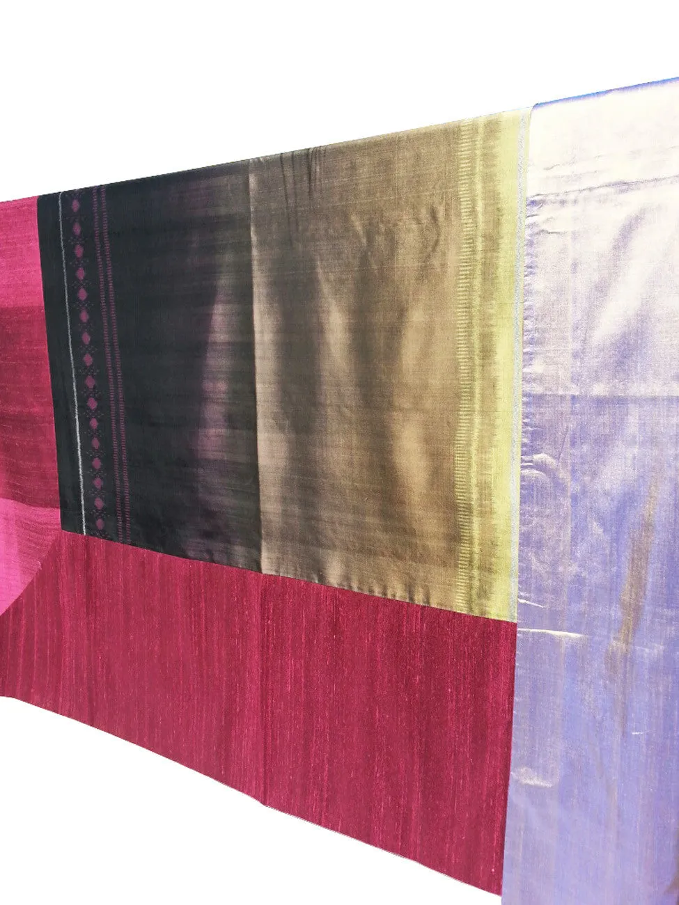 Silk Ikat Table Topper Cranberry Black