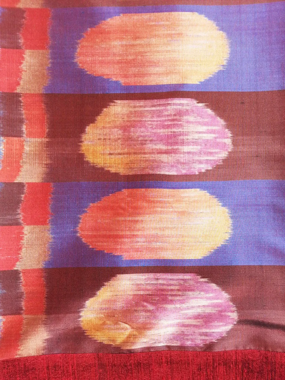 Silk Ikat Table Topper Cranberry Black