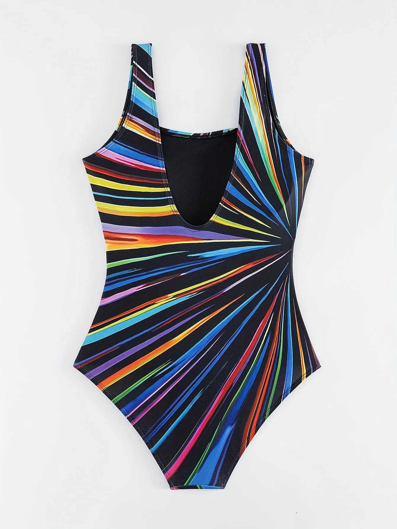 Stylish Plus Size Stripe Print One Piece Swimsuit