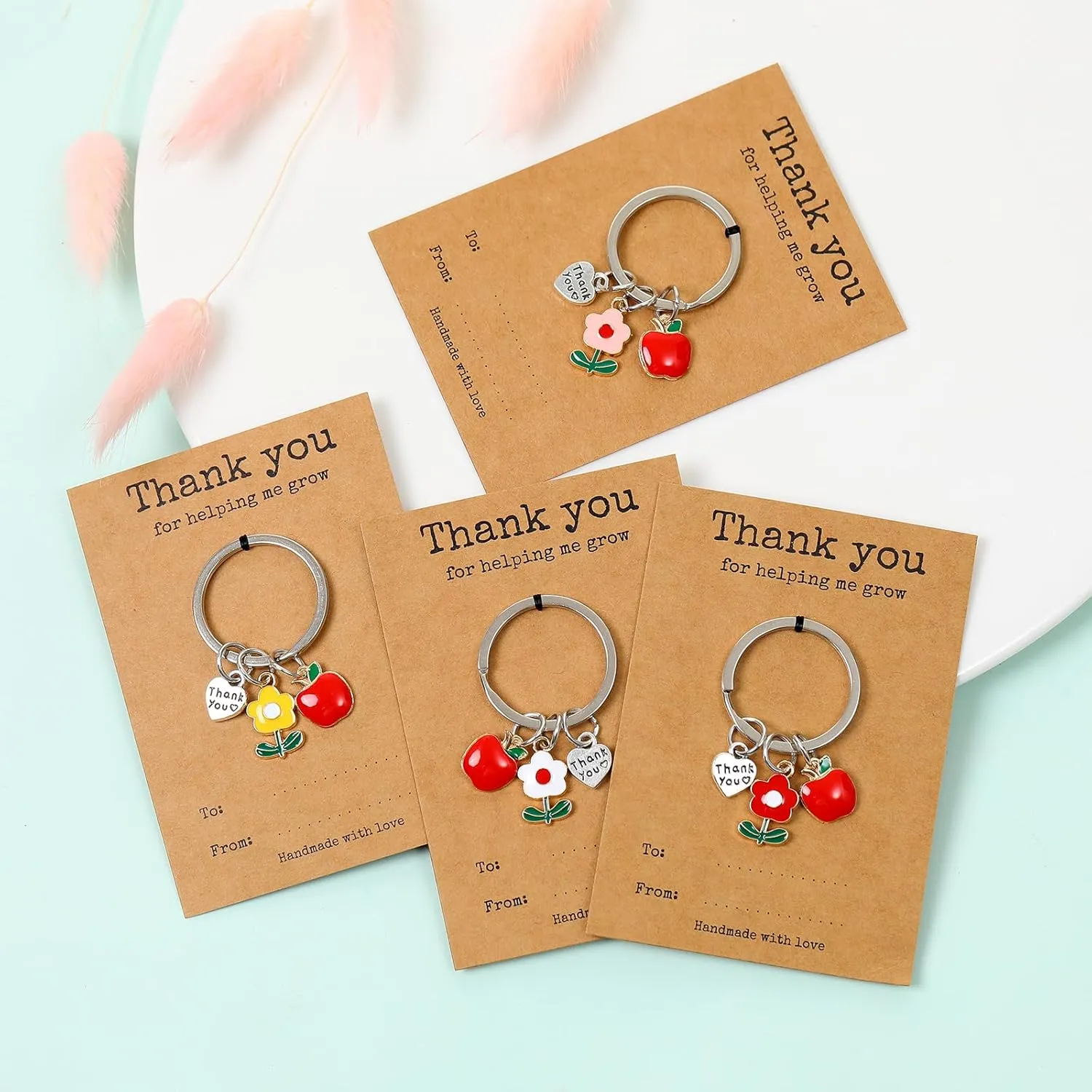 Teacher Appreciation Keychain Gifts Thank You for Helping Me Grow Keychain Teacher Day Christmas Gift