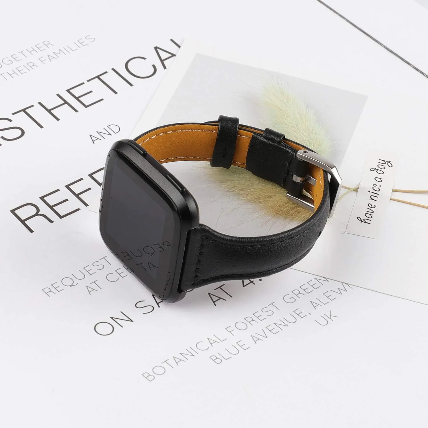 TOYOUTHS Leather Strap Compatible with Fitbit Versa/Versa 2 Watch Bands Women Men Slim Genuine Leather Wristbands Replacement for Versa Lite/Versa 2 Special Edition Classic Accessorie Multi Colors