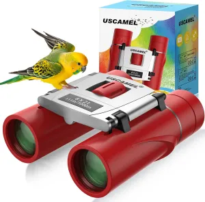 USCAMEL Small Binoculars for Adults Kids: 8x21 Travel Compact Binoculars Mini Size- Children Bird Watching Outdoor Hunting Sport Opera Concert (Red)