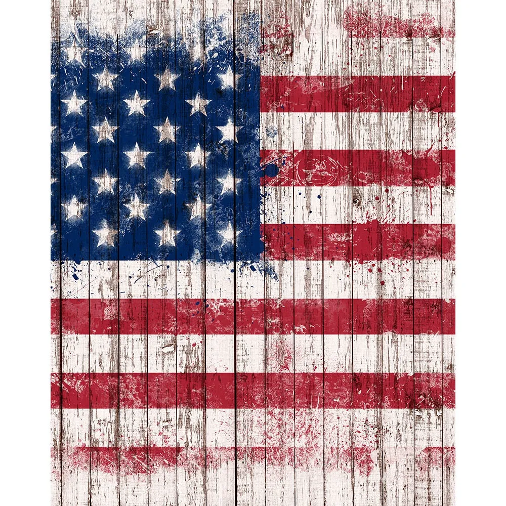 Vintage American Flag Planks Printed Backdrop