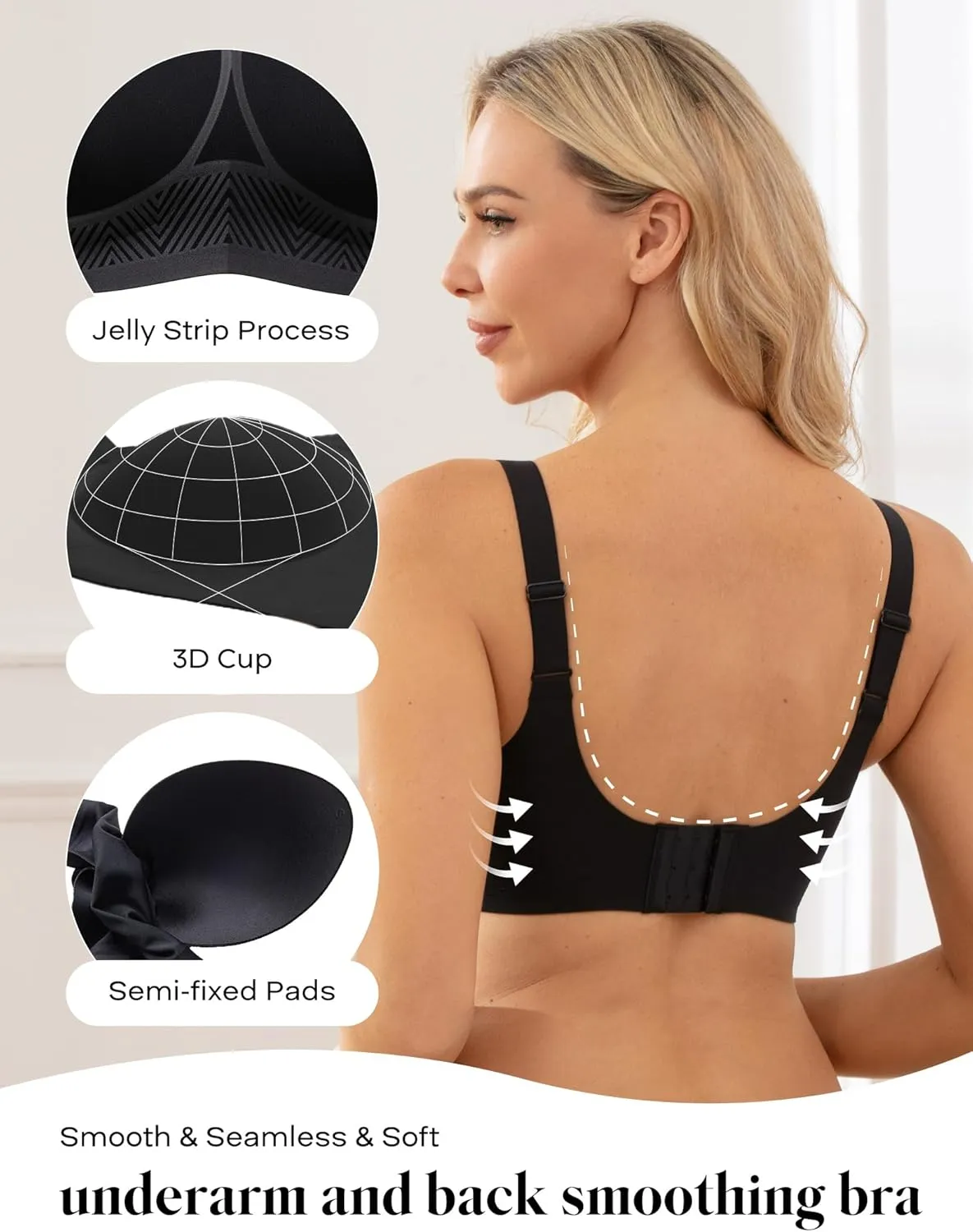 Wireless Seamless Support Bralette Ultra-Comfort Sleep T-Shirt Bra for Large Breasts