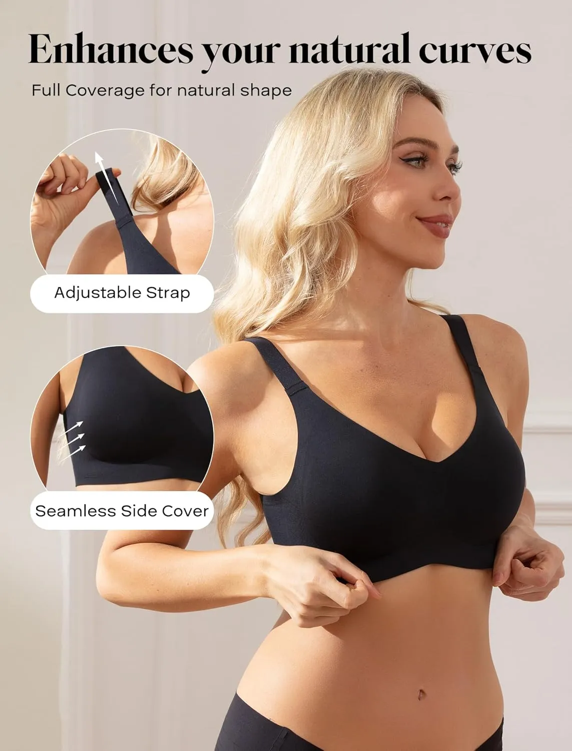 Wireless Seamless Support Bralette Ultra-Comfort Sleep T-Shirt Bra for Large Breasts