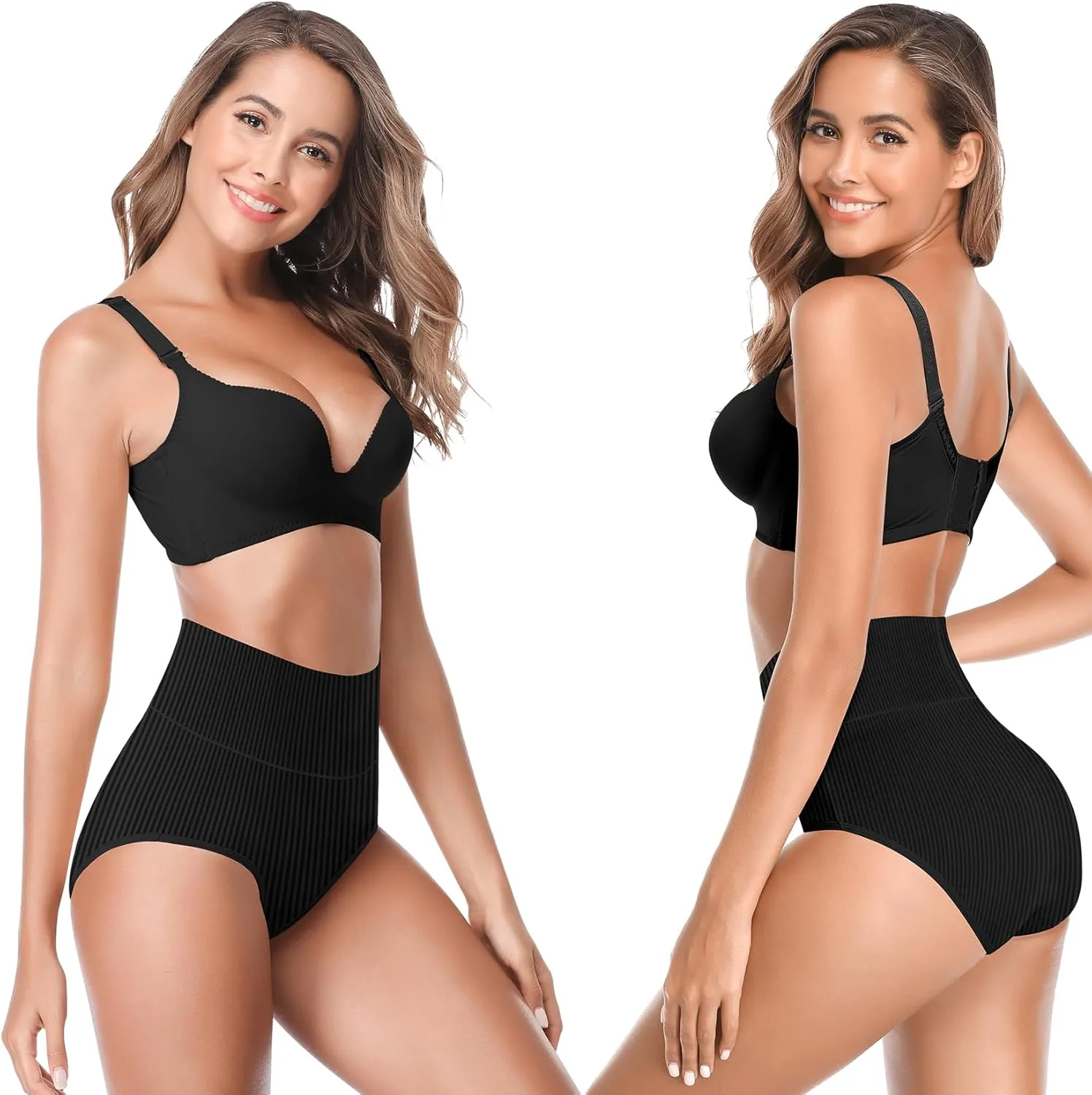 Women's High Waist Cotton Underwear Super Stretchy Briefs Full Coverage Panties Blue 5-Pack One Size Fits All