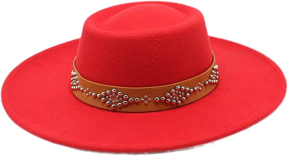 Women's Tweed Sombrero Felt Hat Jazz Hat Sombrero Red 56-58cm